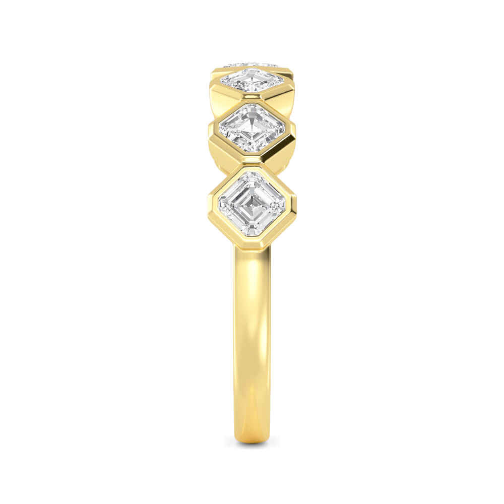 1.70ctw Asscher Cut Lab-Grown Diamond Bezel-Set 7-Stone Stackable Band in 14k Yellow Gold