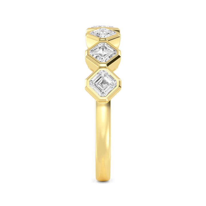 1.70ctw Asscher Cut Lab-Grown Diamond Bezel-Set 7-Stone Stackable Band in 14k Yellow Gold