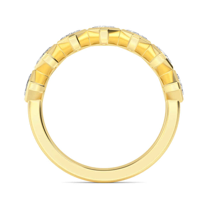 1.70ctw Asscher Cut Lab-Grown Diamond Bezel-Set 7-Stone Stackable Band in 14k Yellow Gold