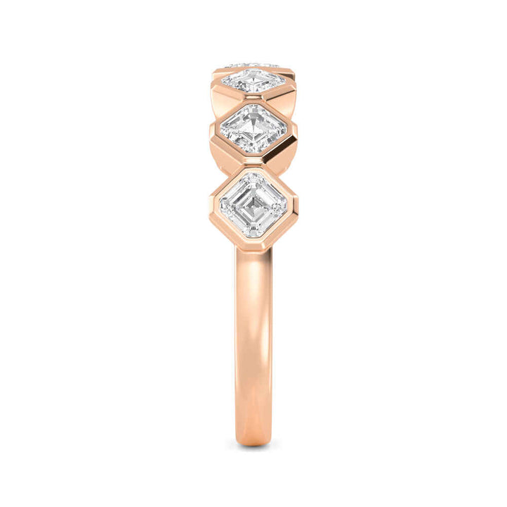 1.70ctw Asscher Cut Lab-Grown Diamond Bezel-Set 7-Stone Stackable Band in 14k Rose Gold