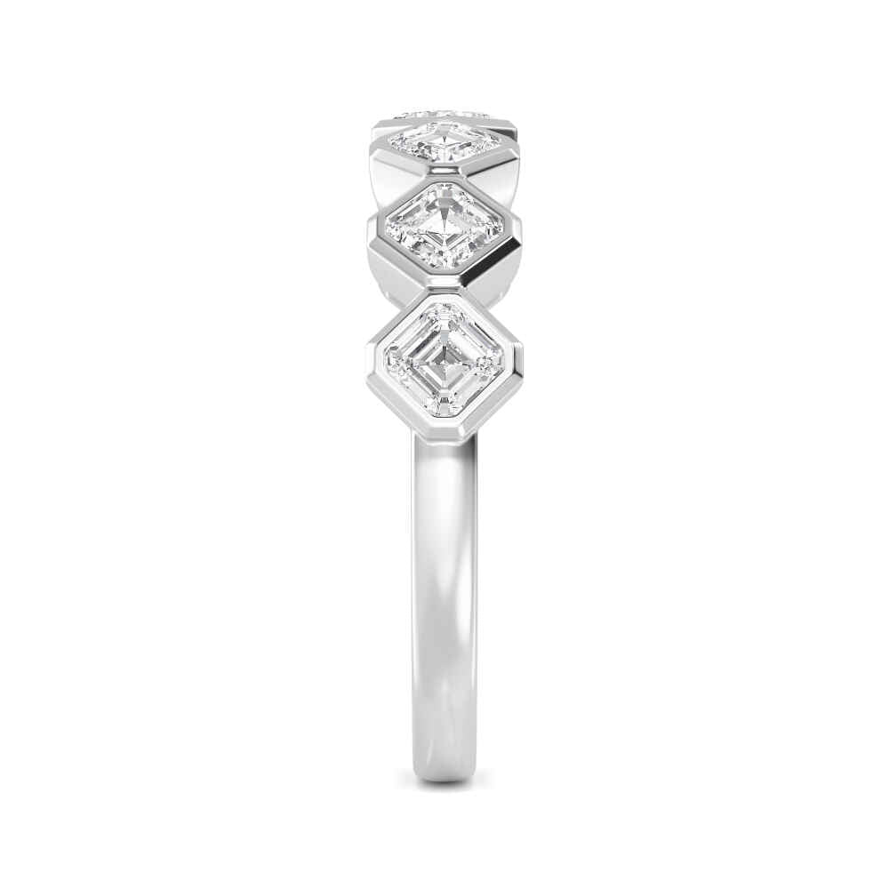 1.70ctw Asscher Cut Lab-Grown Diamond Bezel-Set 7-Stone Stackable Band in 14k White Gold
