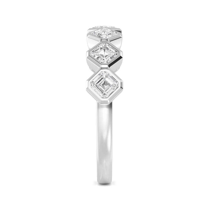 1.70ctw Asscher Cut Lab-Grown Diamond Bezel-Set 7-Stone Stackable Band in 14k White Gold