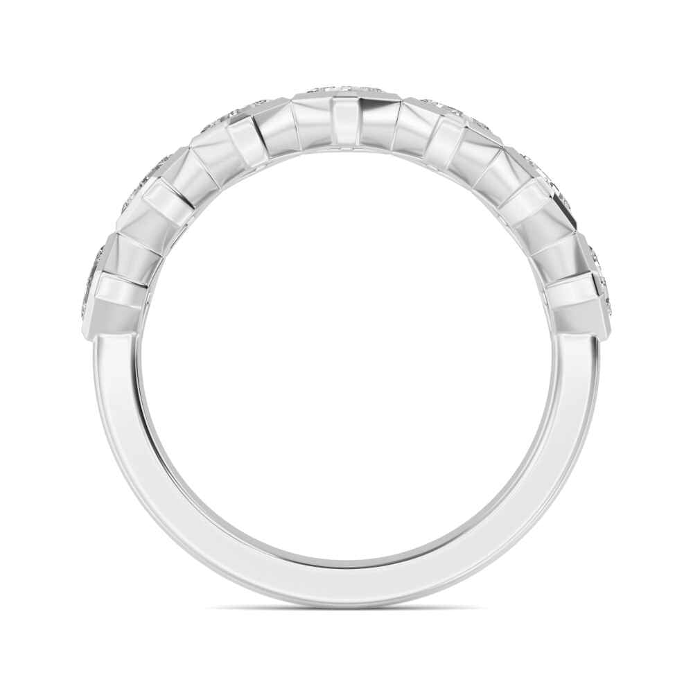 1.70ctw Asscher Cut Lab-Grown Diamond Bezel-Set 7-Stone Stackable Band in 14k White Gold