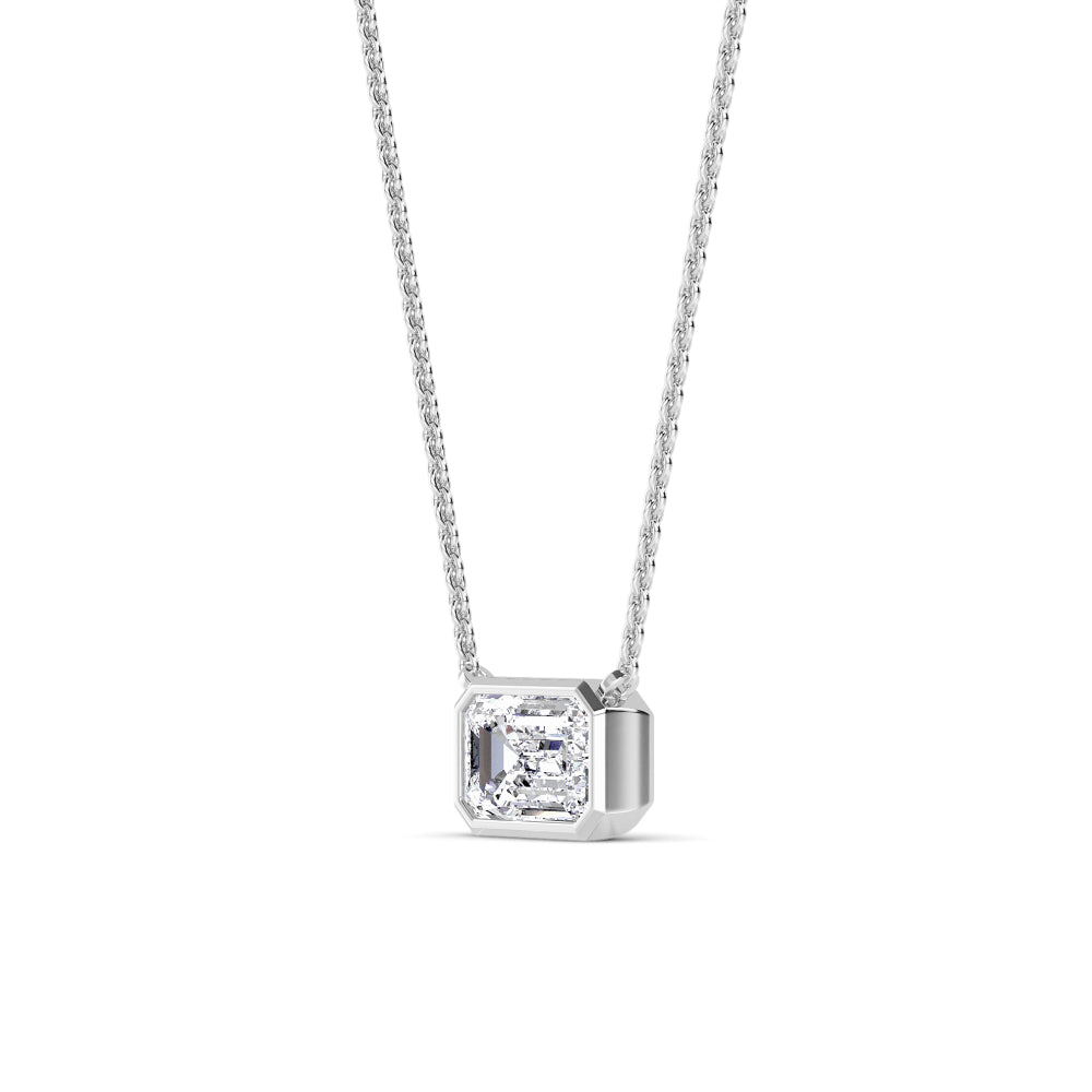 1ct Emerald Cut Lab-Grown Diamond East-West Solitaire Pendant Necklace in 14k Gold