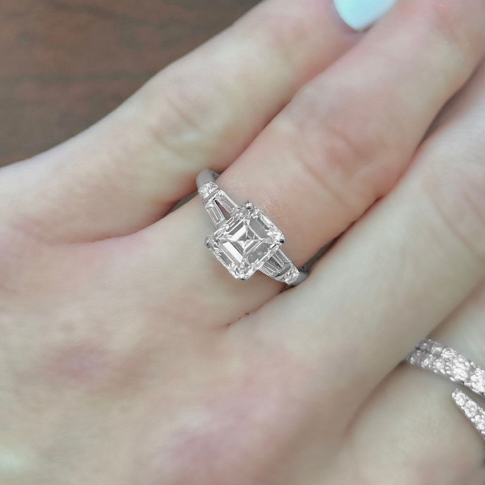 2.12 Carats Emerald Cut Diamond Engagement Ring in Platinum