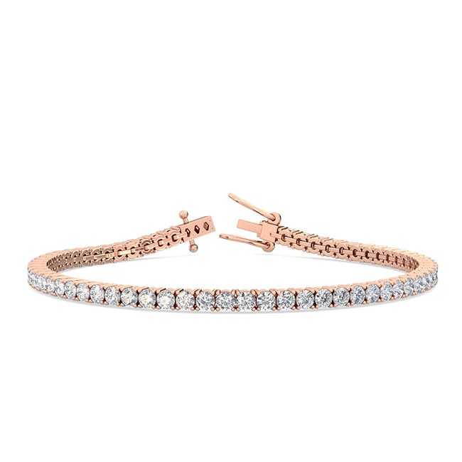 4.02ctw Round Brilliant Cut Lab-Grown Diamond Tennis Bracelet in 14k Rose Gold