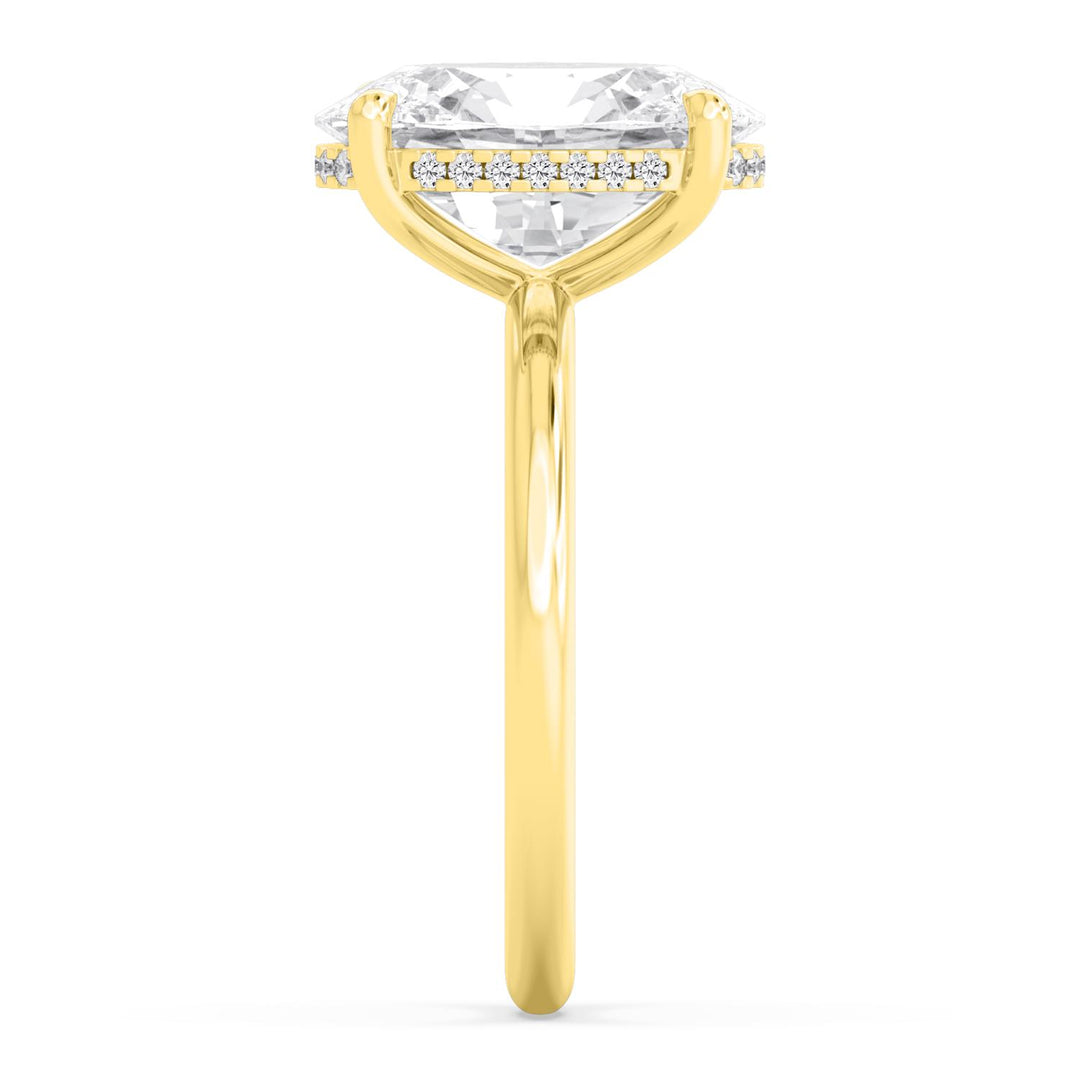 IGI Graded 3.02ct Cushion Cut with Hidden Halo Lab-Grown Diamond Engagement Ring in 14k Yellow Gold