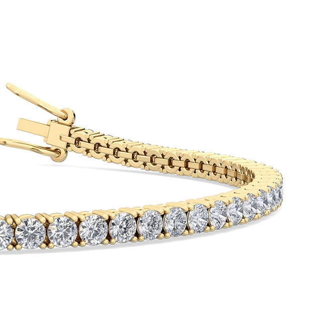 4.02ctw Round Brilliant Cut Lab-Grown Diamond Tennis Bracelet in 14k Yellow Gold