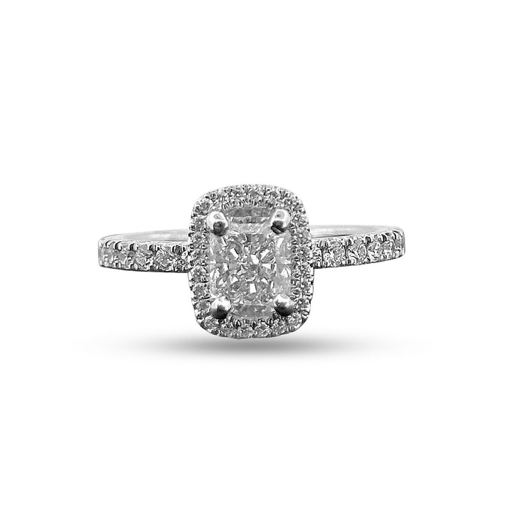 Radiant Cut Diamond Halo Engagement Ring