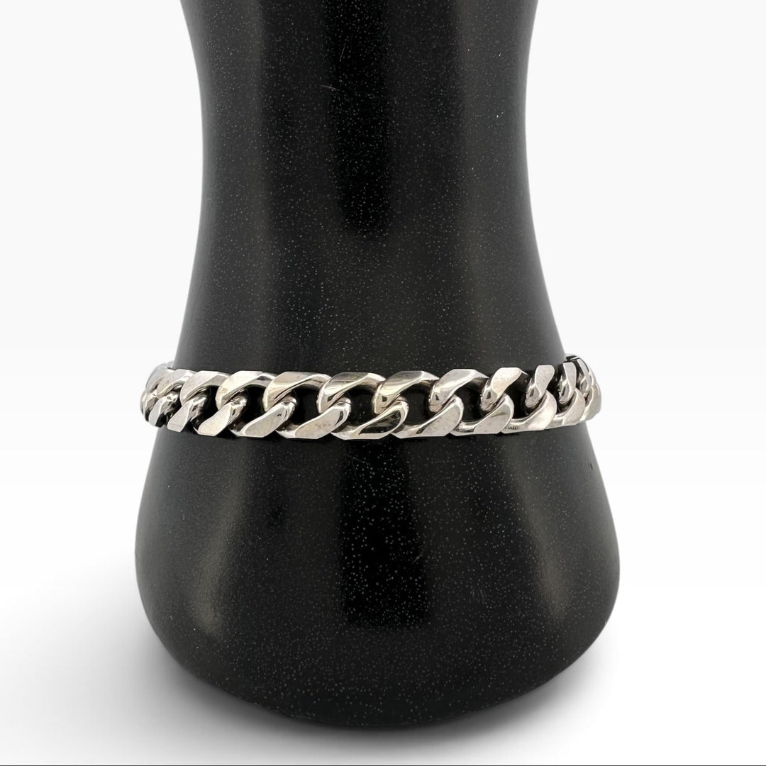 8 Inch Cuban Link Bracelet in Solid 14k White Gold