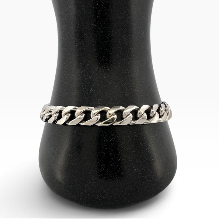 8 Inch Cuban Link Bracelet in Solid 14k White Gold