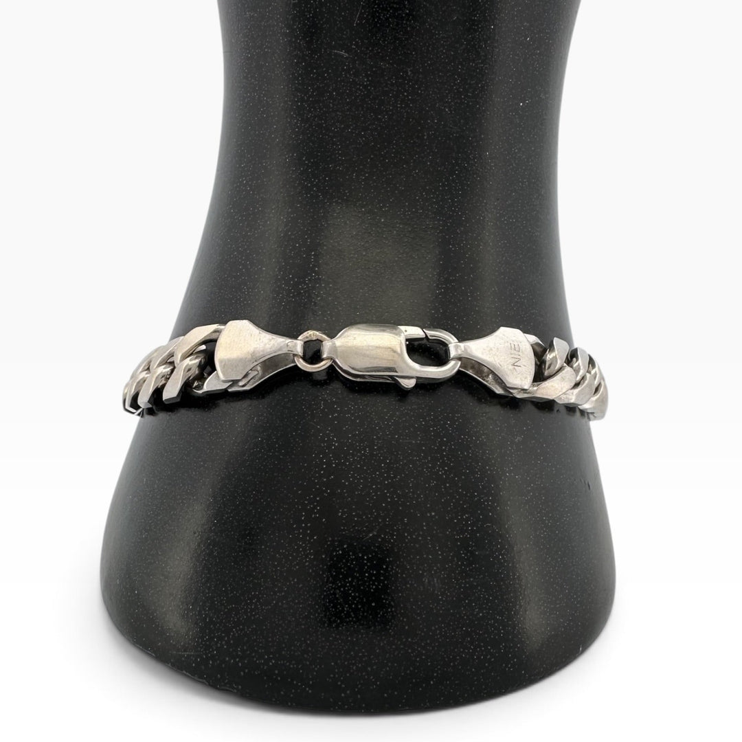 8 Inch Cuban Link Bracelet in Solid 14k White Gold