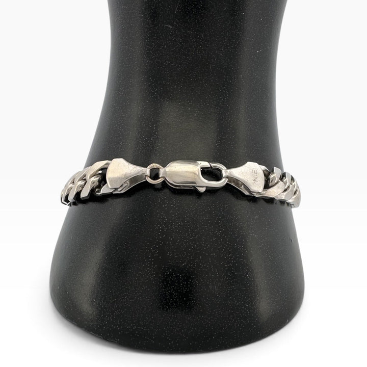 8 Inch Cuban Link Bracelet in Solid 14k White Gold