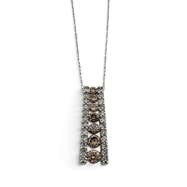 Espresso & Colorless Natural Diamond Ladder Pendant Necklace in 14k White Gold by Effy