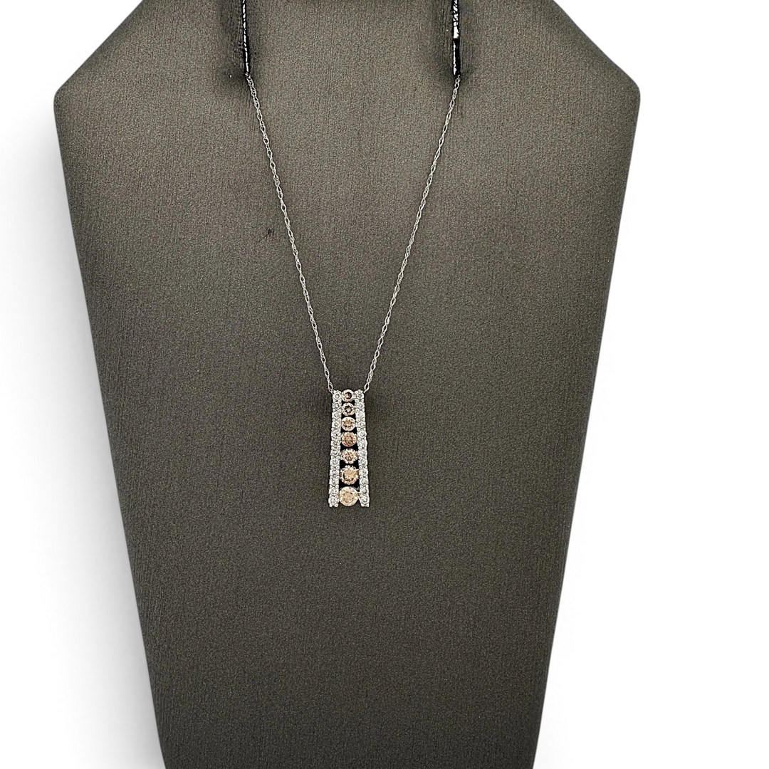 Espresso & Colorless Natural Diamond Ladder Pendant Necklace in 14k White Gold by Effy