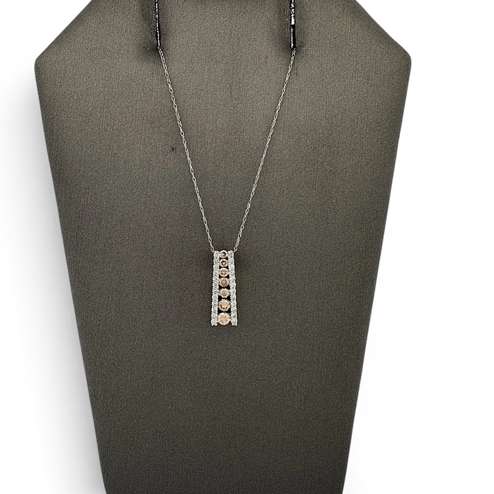 Espresso & Colorless Natural Diamond Ladder Pendant Necklace in 14k White Gold by Effy