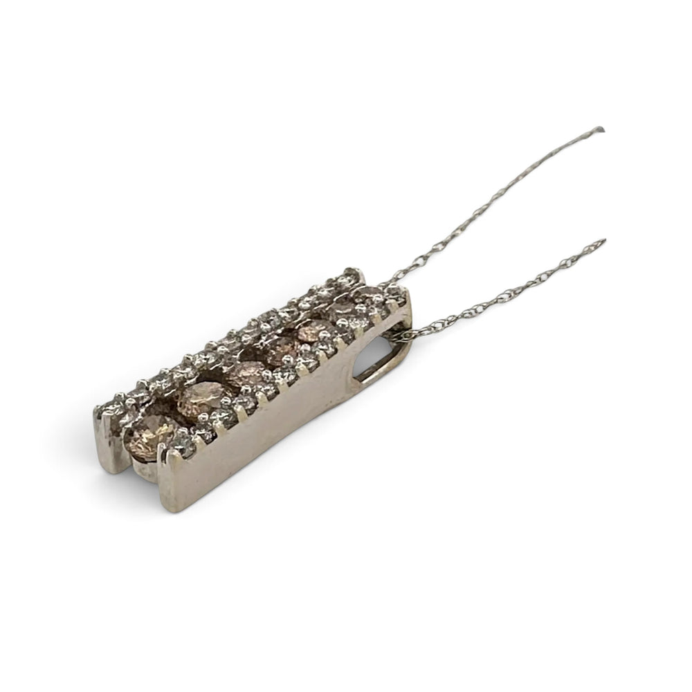 Espresso & Colorless Natural Diamond Ladder Pendant Necklace in 14k White Gold by Effy