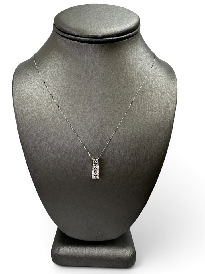 Espresso & Colorless Natural Diamond Ladder Pendant Necklace in 14k White Gold by Effy