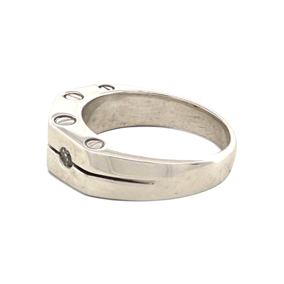 0.15ctw Round Brilliant Natural Diamond Gent's 3-Stone Band in 14k White Gold