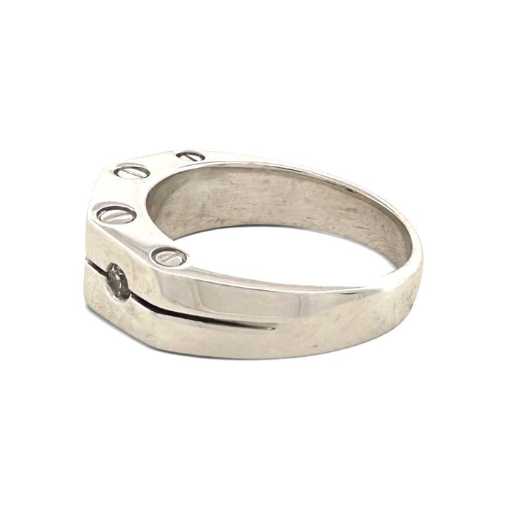 0.15ctw Round Brilliant Natural Diamond Gent's 3-Stone Band in 14k White Gold
