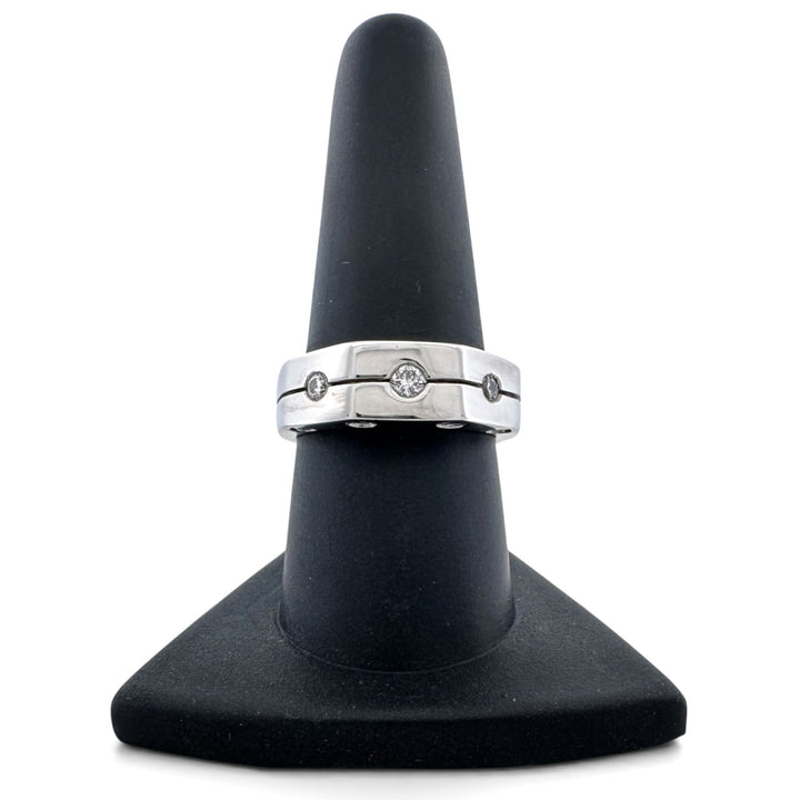 0.15ctw Round Brilliant Natural Diamond Gent's 3-Stone Band in 14k White Gold