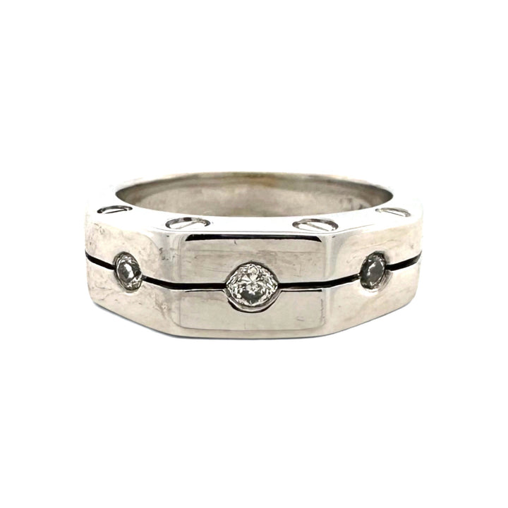 0.15ctw Round Brilliant Natural Diamond Gent's 3-Stone Band in 14k White Gold