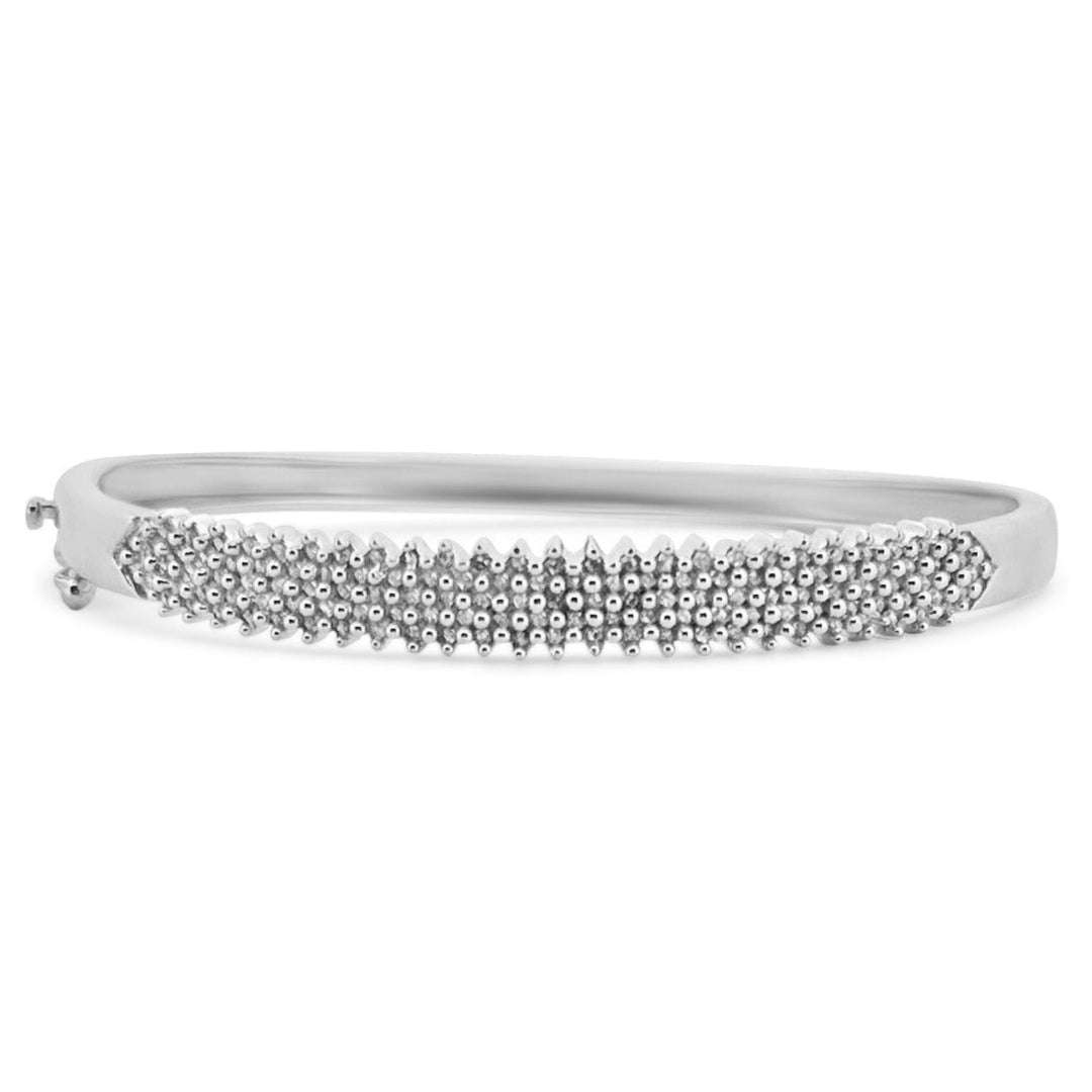 1ctw 3-Row Diamond Bangle in 14k White Gold