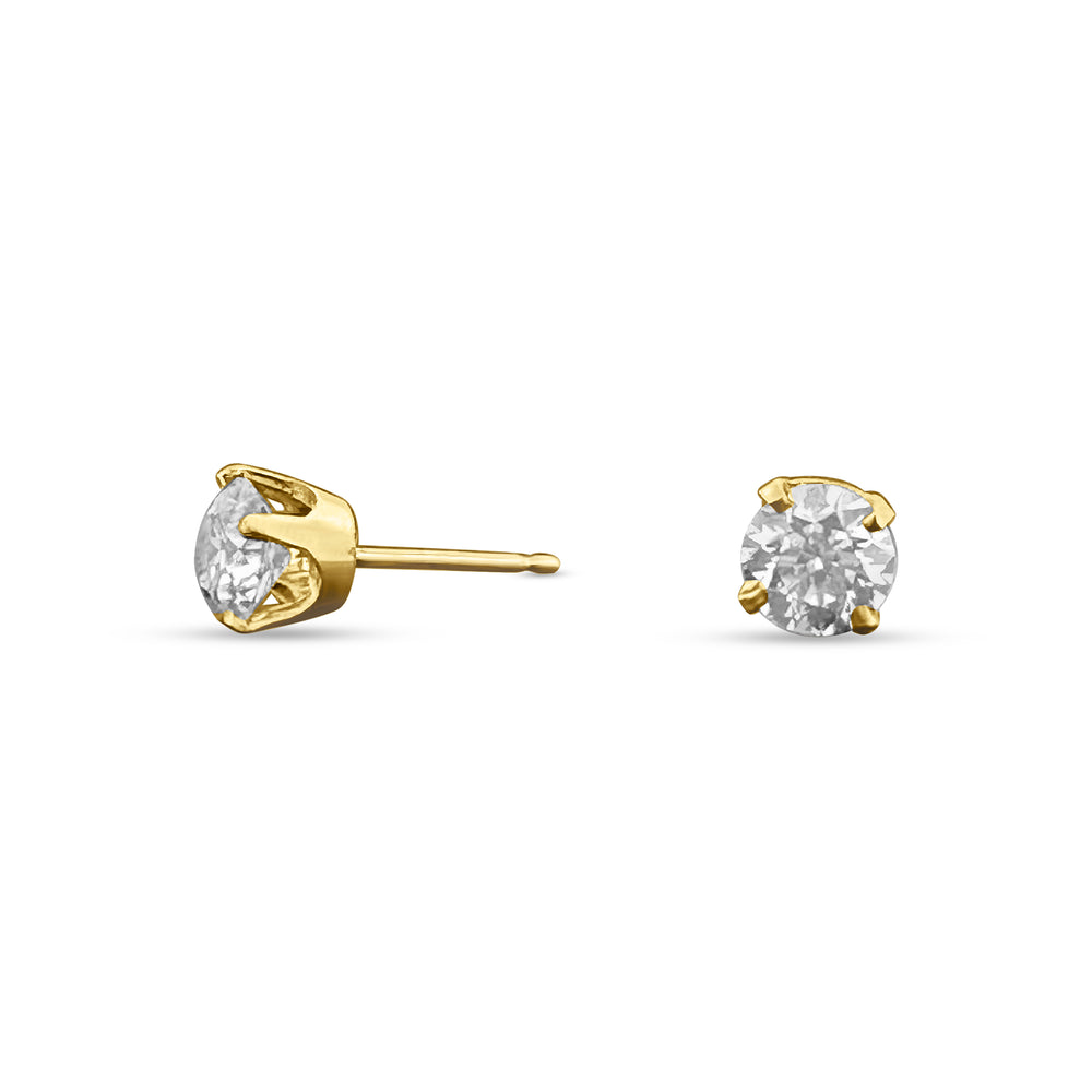 GIA Graded 1.42ctw Round Brilliant Natural Diamond Stud Earrings in 14k Yellow Gold- side