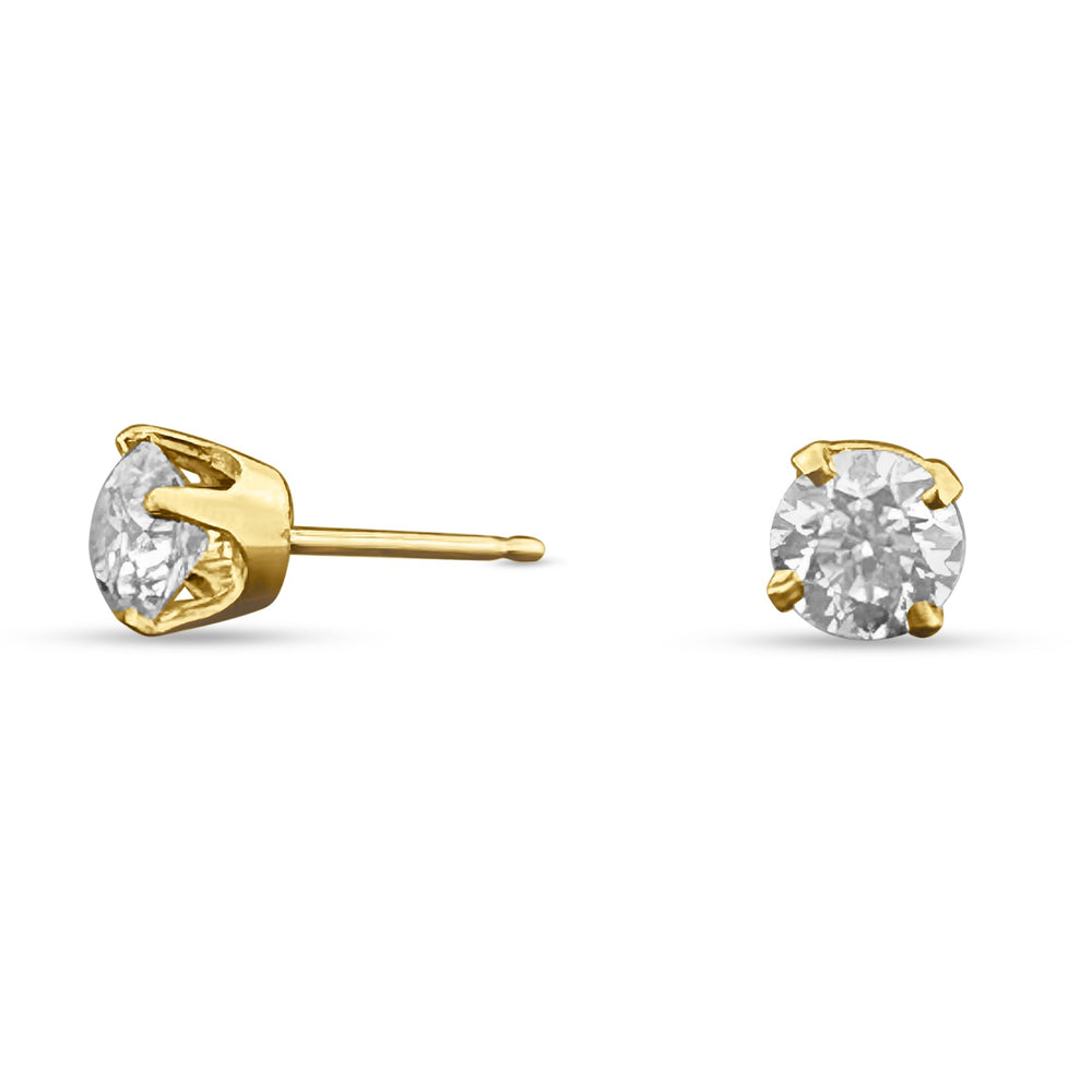 GIA Graded 1.42ctw Round Brilliant Natural Diamond Stud Earrings in 14k Yellow Gold- side