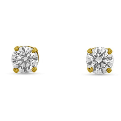 GIA Graded 1.42ctw Round Brilliant Natural Diamond Stud Earrings in 14k Yellow Gold