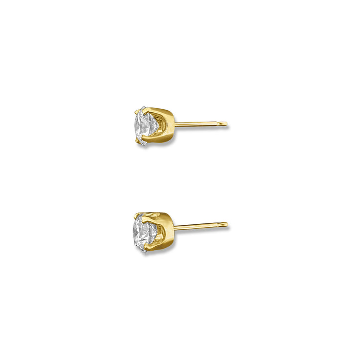 GIA Graded 1.42ctw Round Brilliant Natural Diamond Stud Earrings in 14k Yellow Gold- above