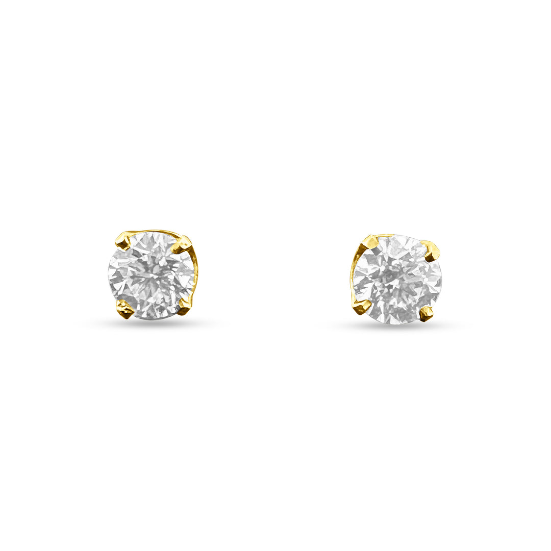 GIA Graded 1.42ctw Round Brilliant Natural Diamond Stud Earrings in 14k Yellow Gold