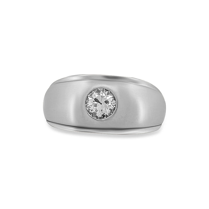 0.91ct Old European Cut Diamond Men's Ring in 14k White Gold