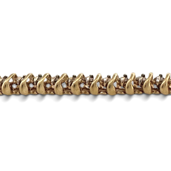 1.50ctw Round Brilliant Natural Diamond S-Link Tennis Bracelet in 14k Yellow Gold