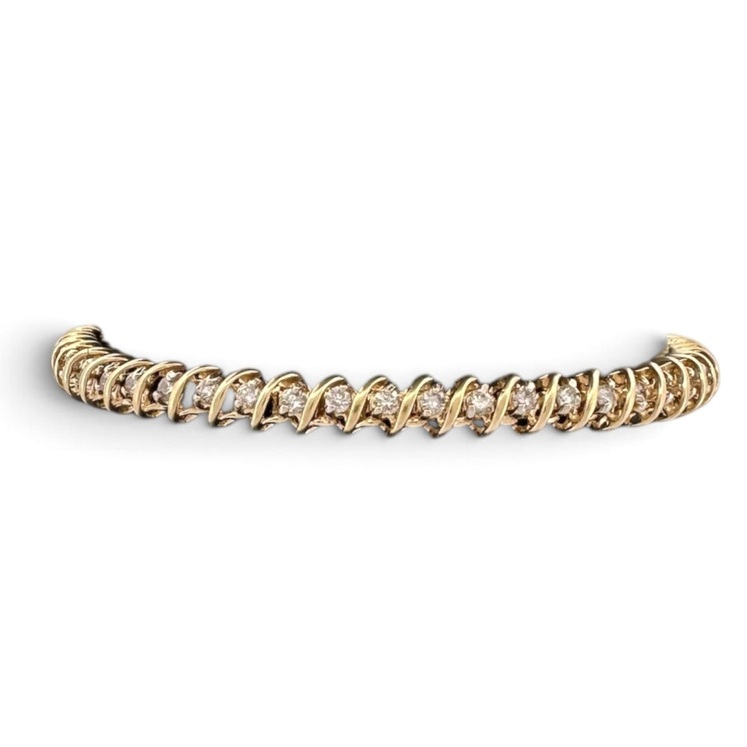 1.50ctw Round Brilliant Natural Diamond Tennis Bracelet in 14k Yellow Gold