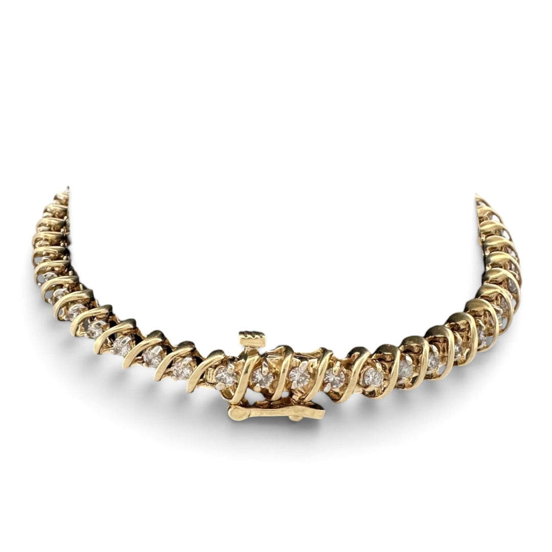1.50ctw Round Brilliant Natural Diamond Tennis Bracelet in 14k Yellow Gold