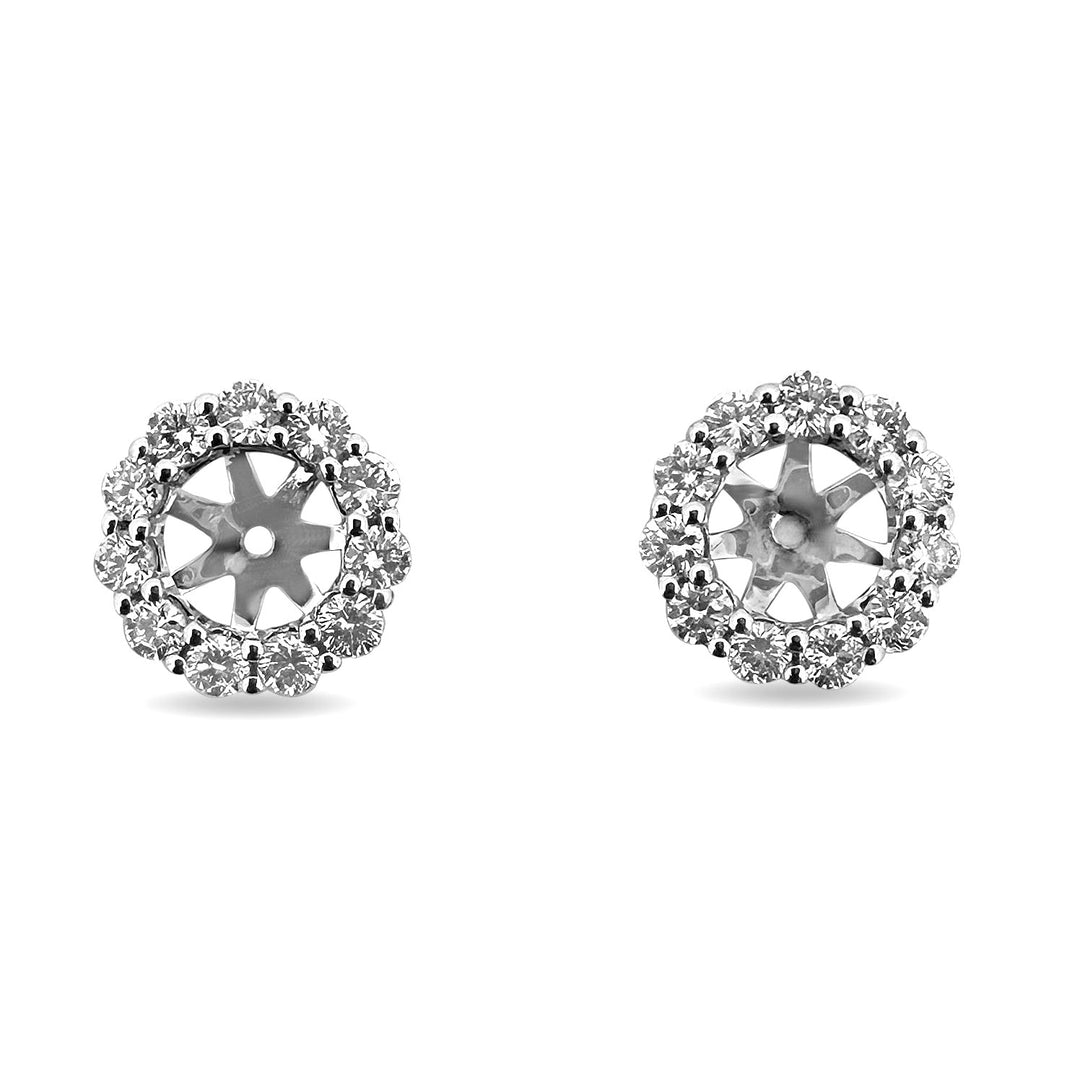 0.72ctw Round Brilliant Natural Diamond Earring Jacket Halos in 18k White Gold