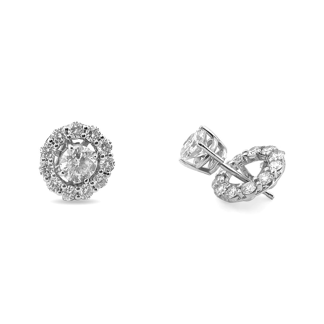 0.72ctw Round Brilliant Natural Diamond Earring Jacket Halos in 18k White Gold