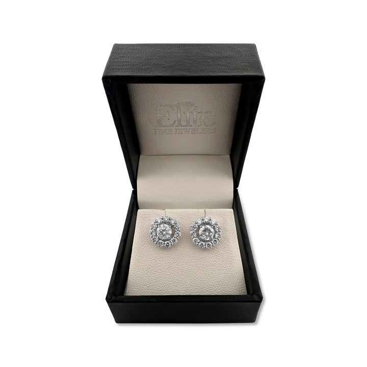 0.72ctw Round Brilliant Natural Diamond Earring Jacket Halos in 18k White Gold