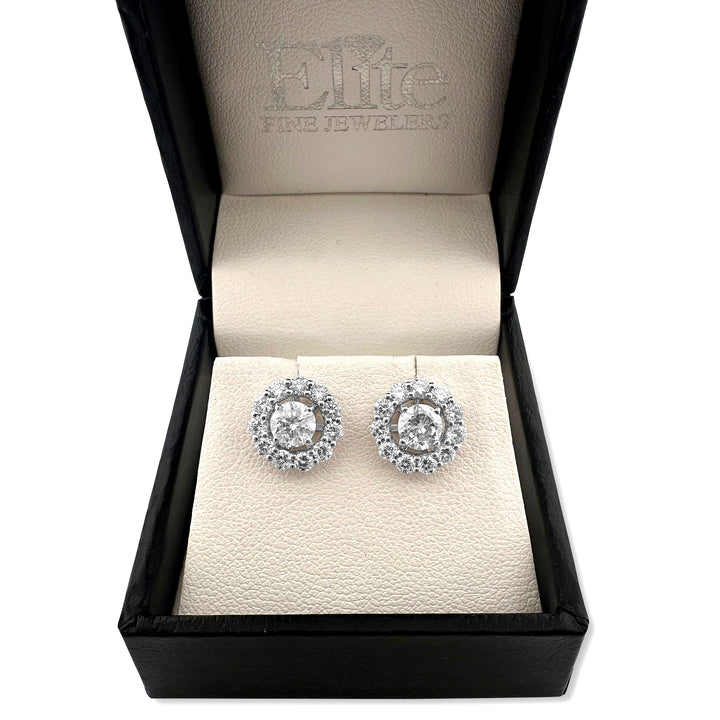 0.72ctw Round Brilliant Natural Diamond Earring Jacket Halos in 18k White Gold