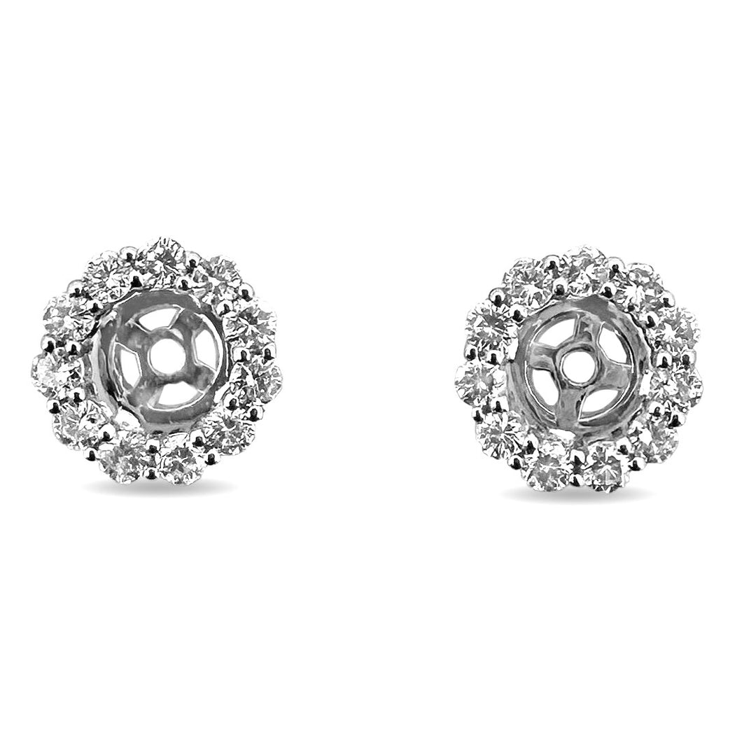 0.50ctw Round Brilliant Natural Diamond Earring Jacket Halos in 14k White Gold