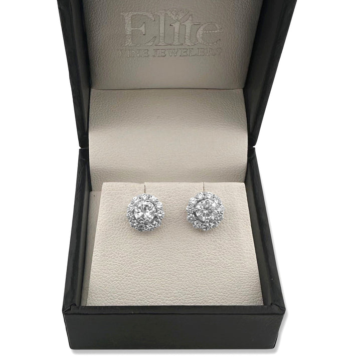 0.50ctw Round Brilliant Natural Diamond Earring Jacket Halos in 14k White Gold