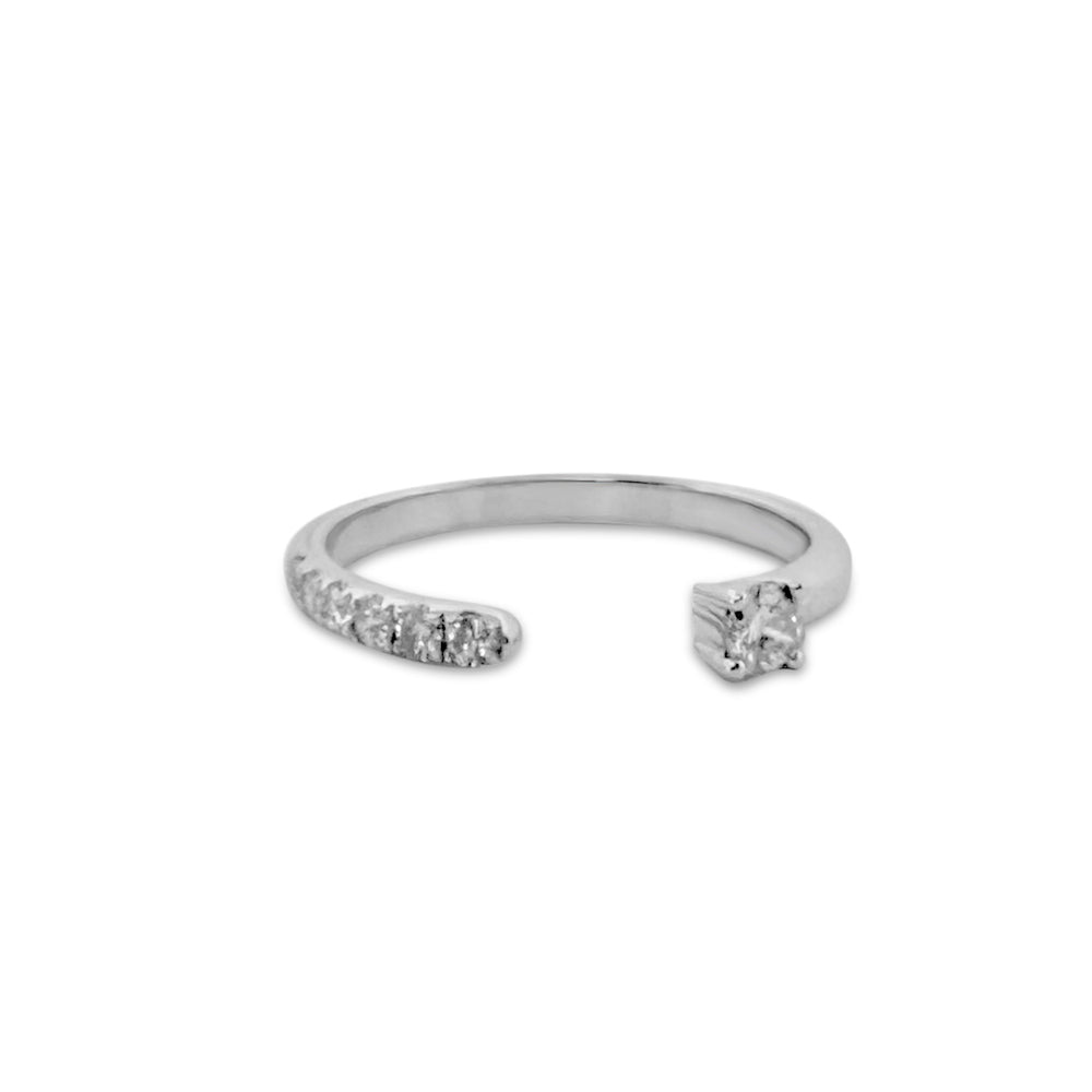 14k White Gold Open Stackable Diamond Band