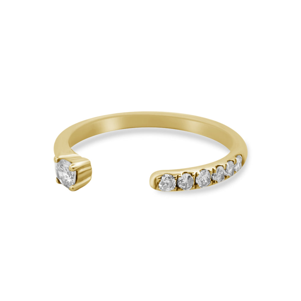 14k Yellow Gold Open Stackable Diamond Band