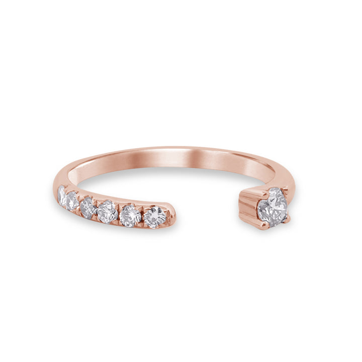 14k Rose Gold Open Stackable Diamond Band