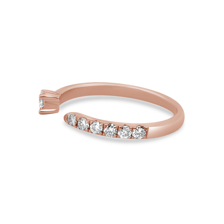 14k Rose Gold Open Stackable Diamond Band