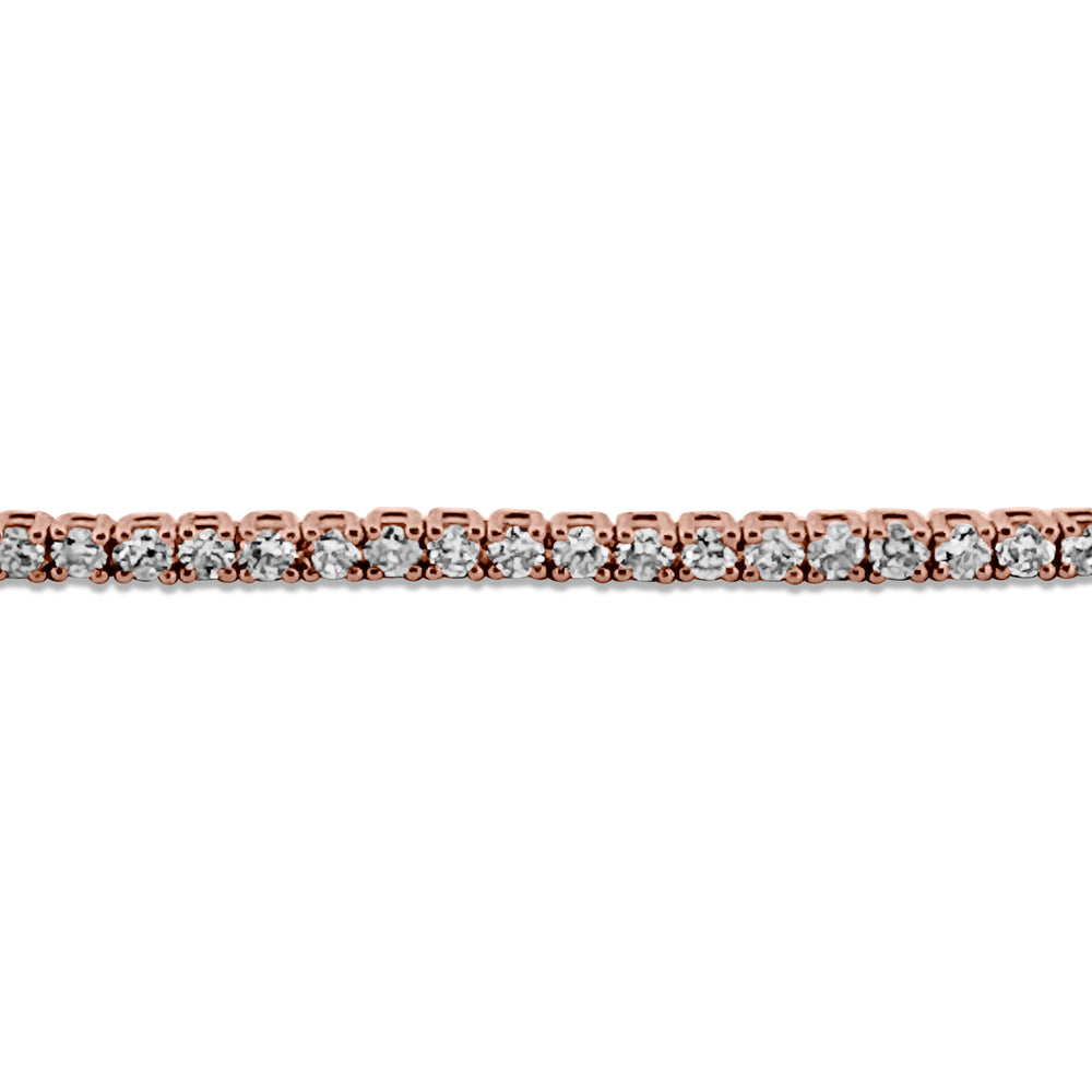 3.14ctw Round Brilliant Diamond Tennis Bracelet in 14k Rose Gold- detail