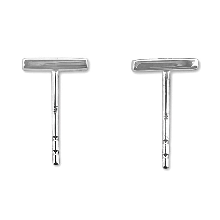 Natural Diamond Petite Bar Earrings in 14k White Gold