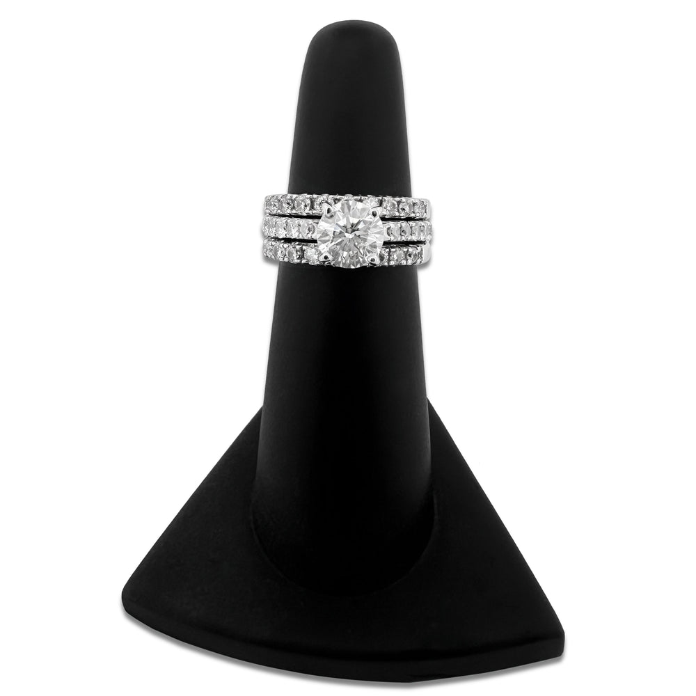 IGI Graded 2ctw Round Brilliant Natural Diamond Engagement Ring & Double Band Wedding Set in 14k White Gold