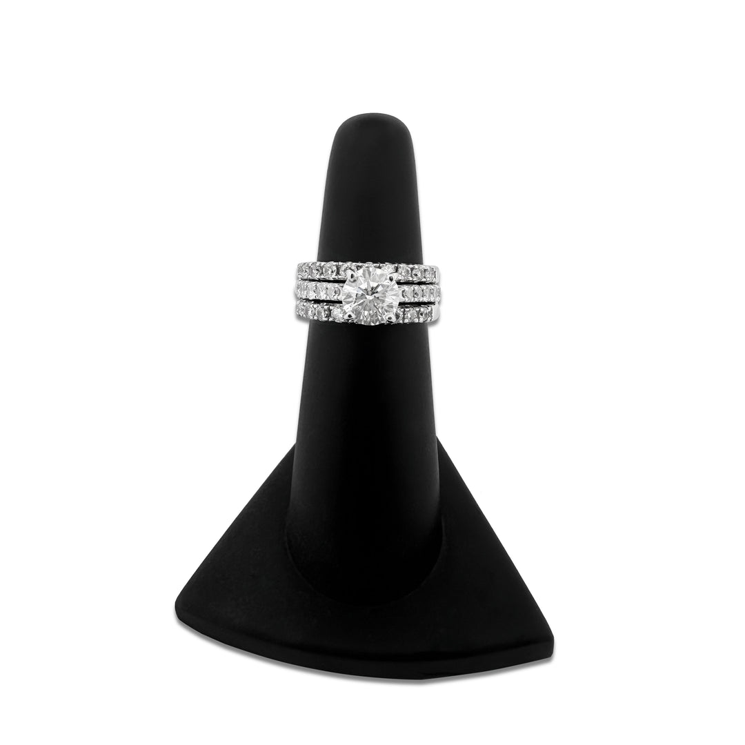 IGI Graded 2ctw Round Brilliant Natural Diamond Engagement Ring & Double Band Wedding Set in 14k White Gold